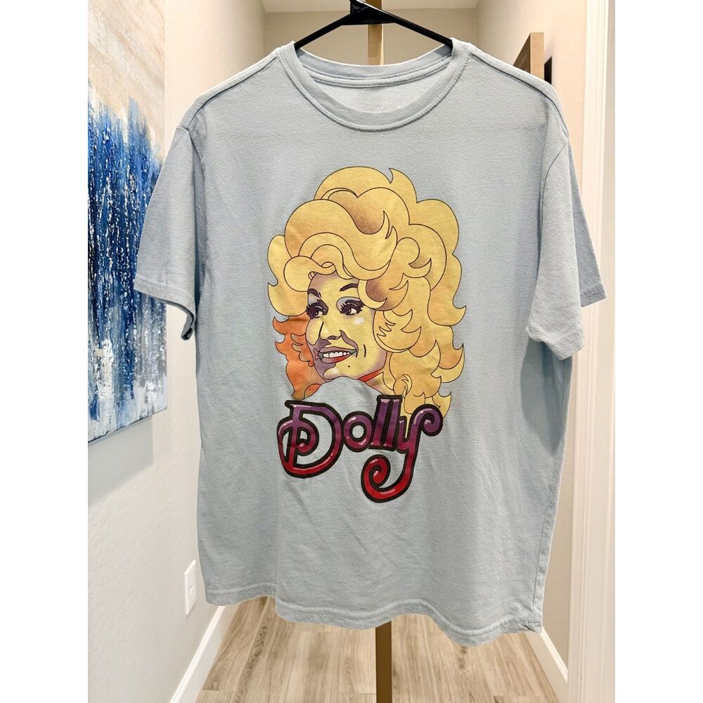 Dolly Parton Blue Graphic T-Shirt Women's M Country Music Western Tee